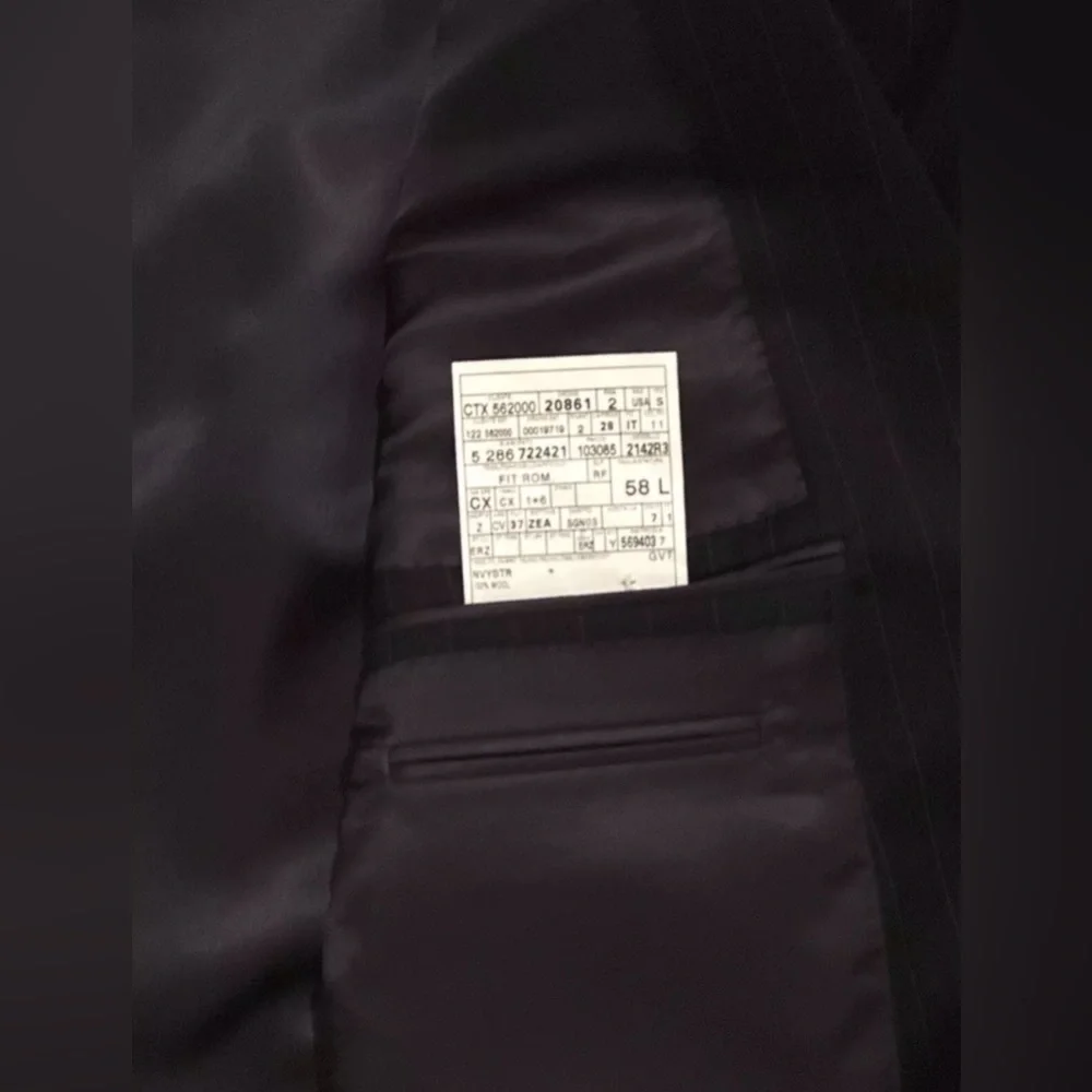 $2450 NEW IMPERFECT 58 46 R/L ERMENEGILDO ZEGNA SUIT BANKERS NAVY PINSTRIPE